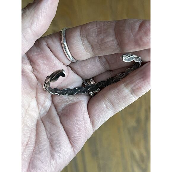 Vintage Native Navajo Sterling Silver Cuff Rope Bracelet Unsigned - Picture 8 of 10